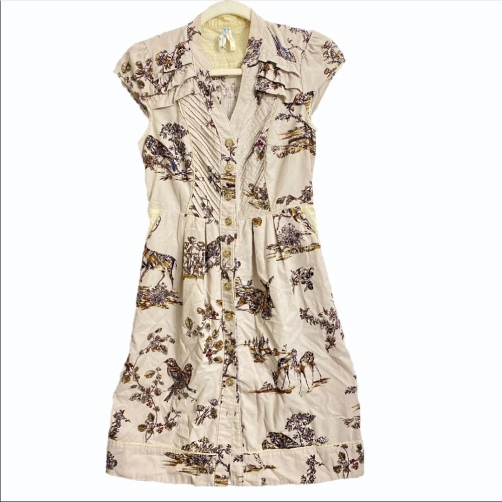 SOLD** ANTHROPOLOGIE MAEVE DEER BIRD DRESS